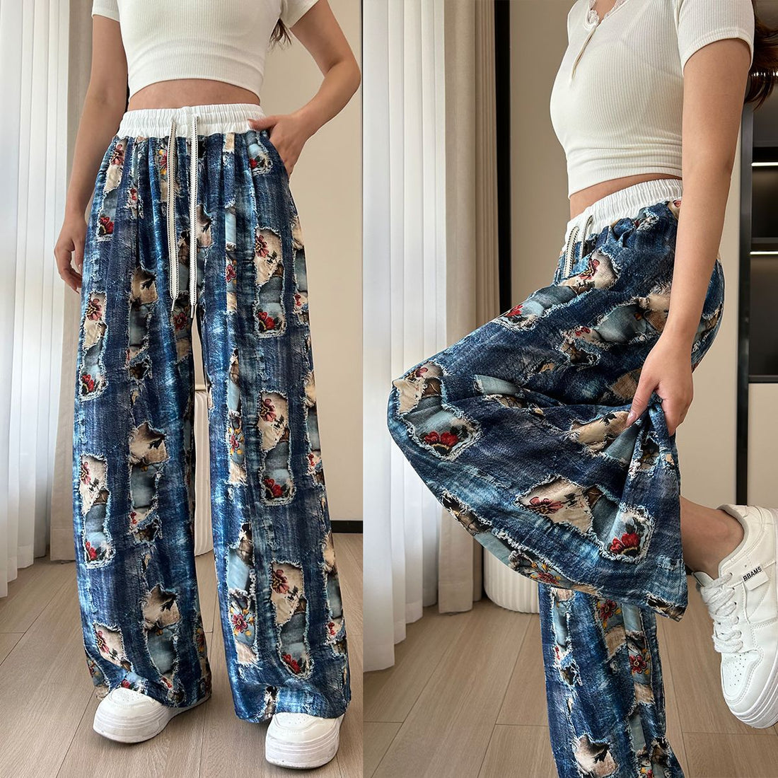 Casual Ladies Drapey Floor-Length Straight Pants - cas7m