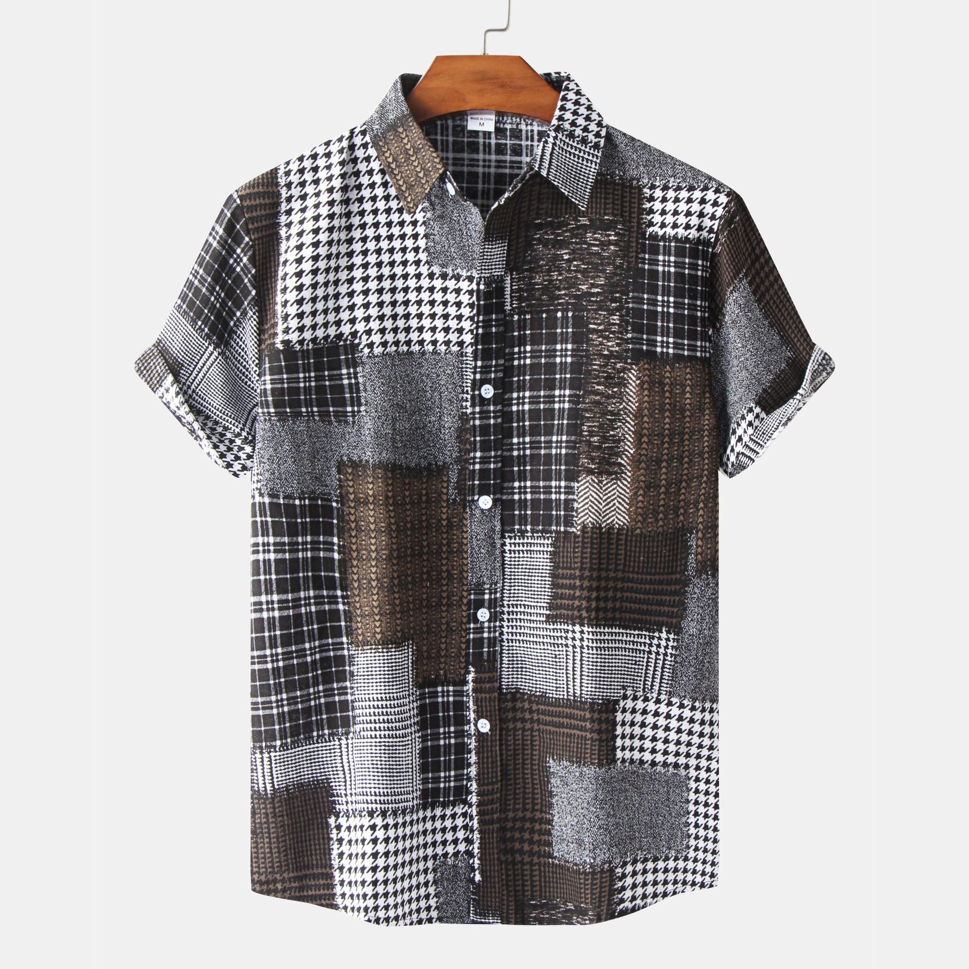 Casual Men's Cotton And Linen Short Sleeve Shirt Hawaiian Short Sleeve Printed Shirt Men - cas7m