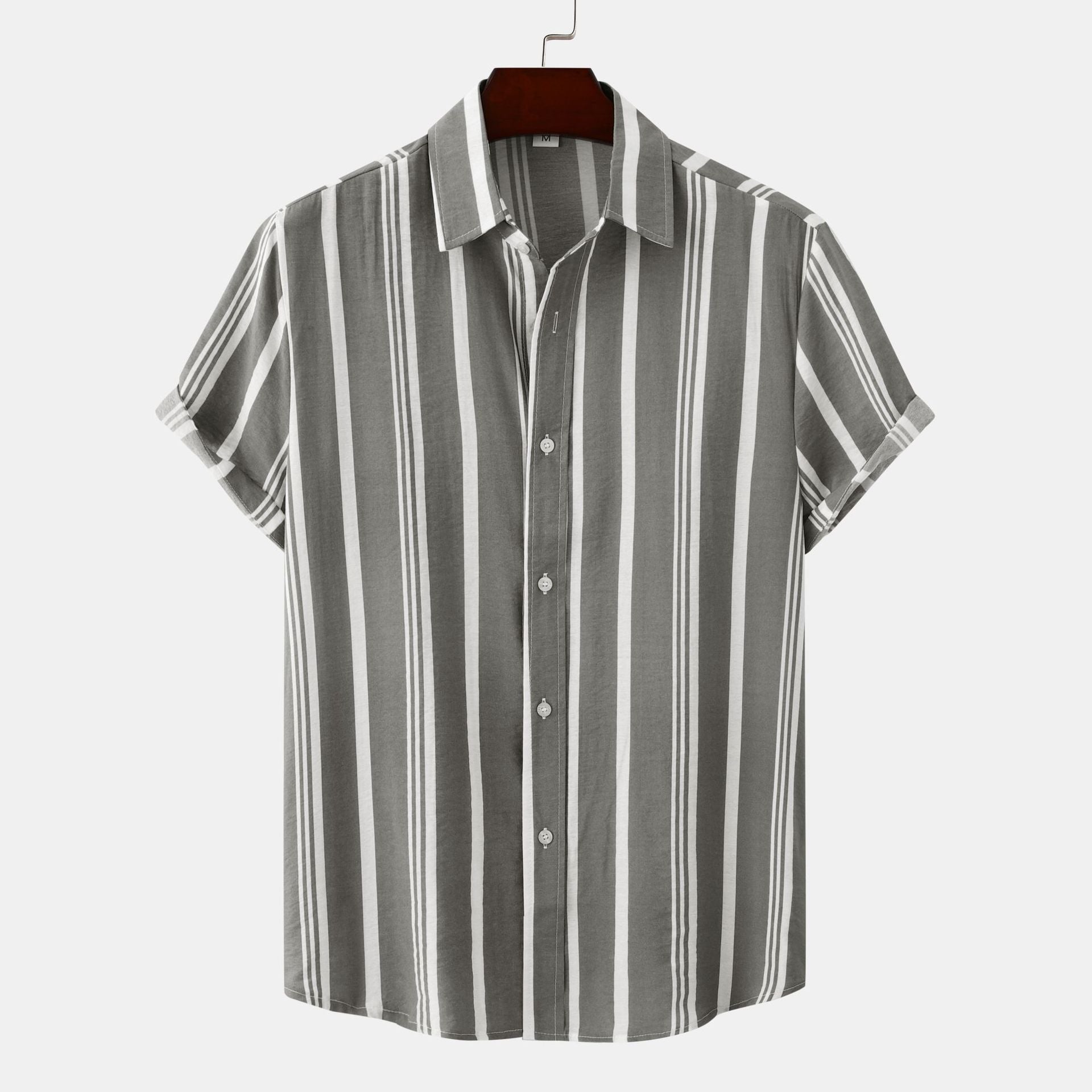 Men's Casual Striped Printed Short Sleeve Shirt - cas7m