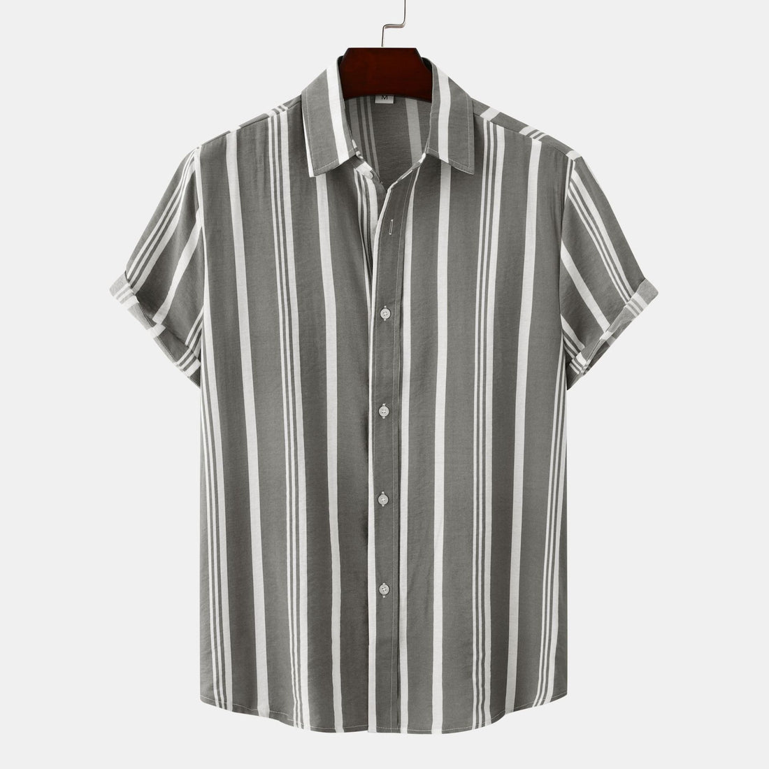 Men's Casual Striped Printed Short Sleeve Shirt - cas7m