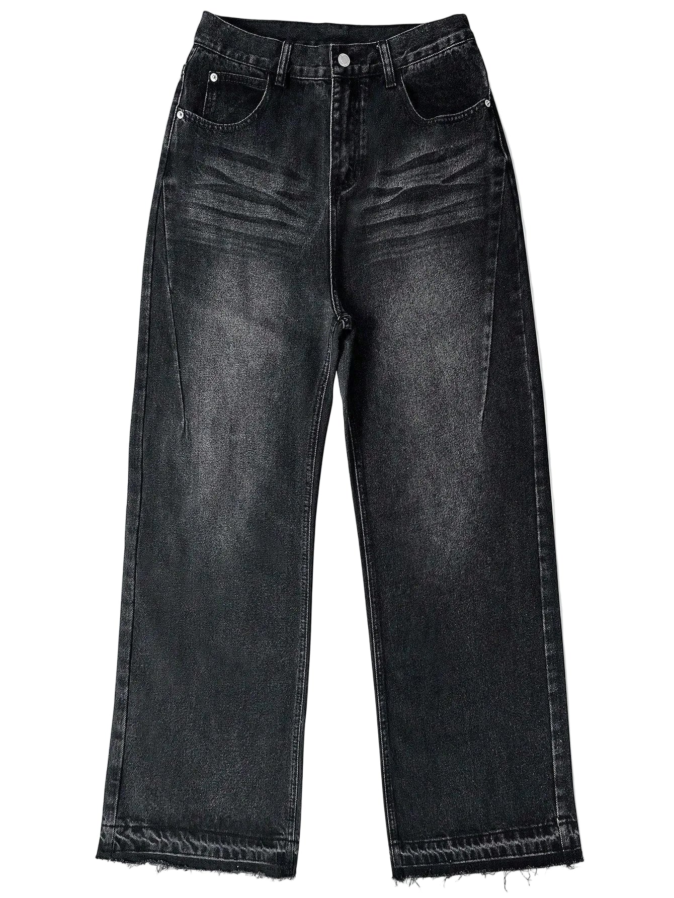 Cotton Casual Pants Men Summer Vintage Washed Denim Jeans Fashion Retro Design Black Relaxed Fit Pants