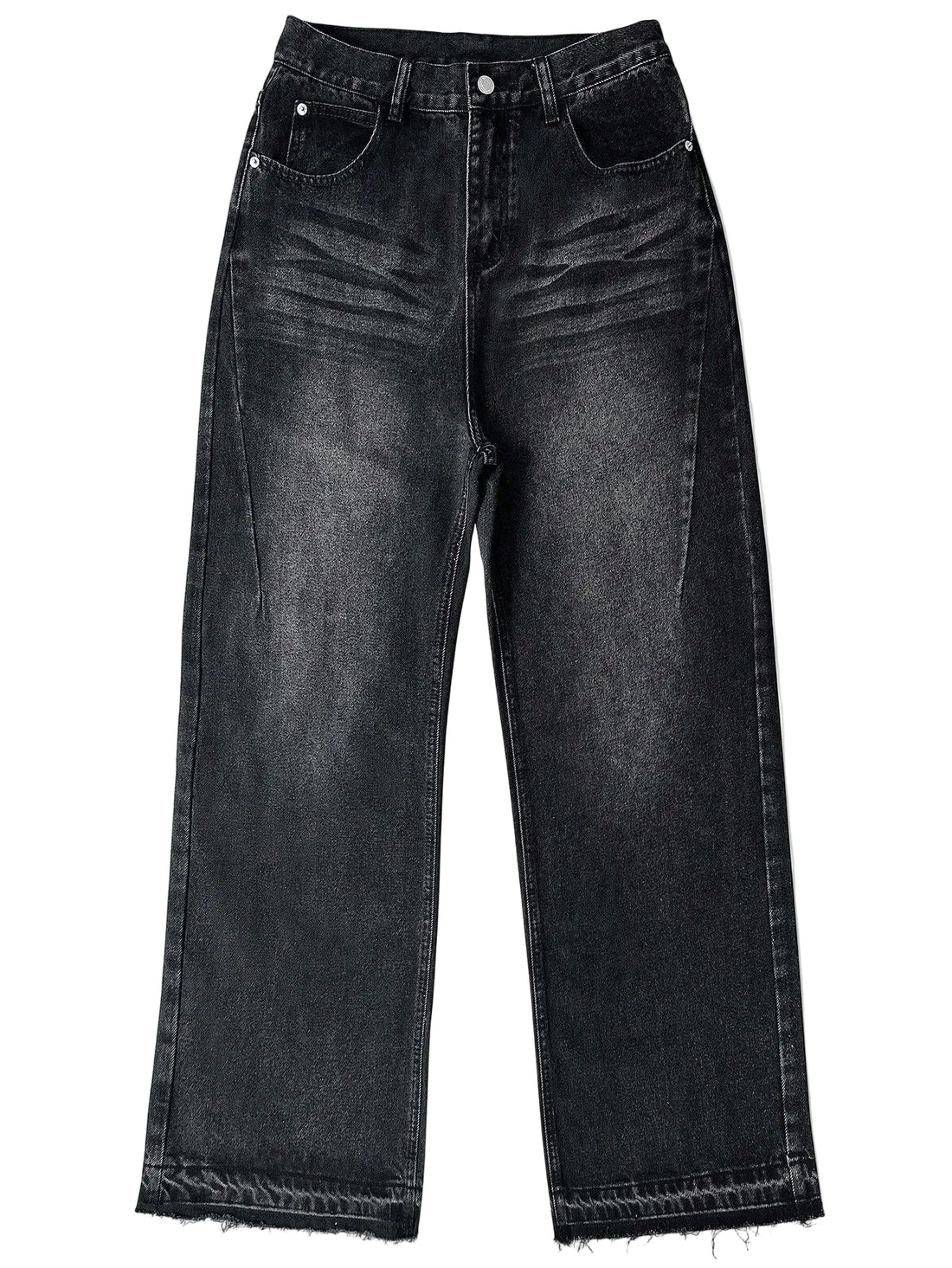 Cotton Casual Pants Men Summer Vintage Washed Denim Jeans Fashion Retro Design Black Relaxed Fit Pants