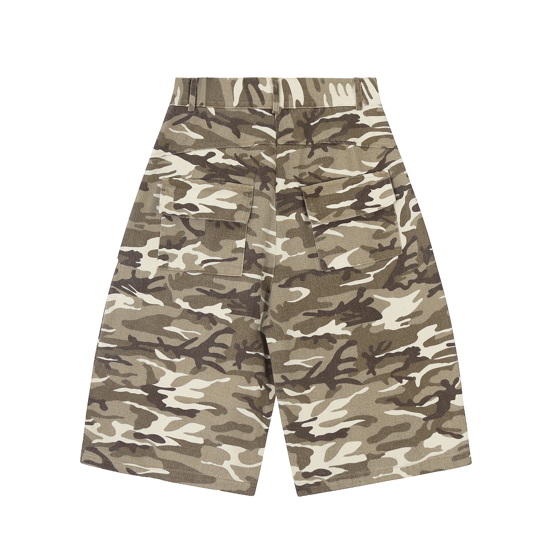 Retro Camouflage Multi-pocket Workwear Cropped Jeans Men And Women Wide - cas7m