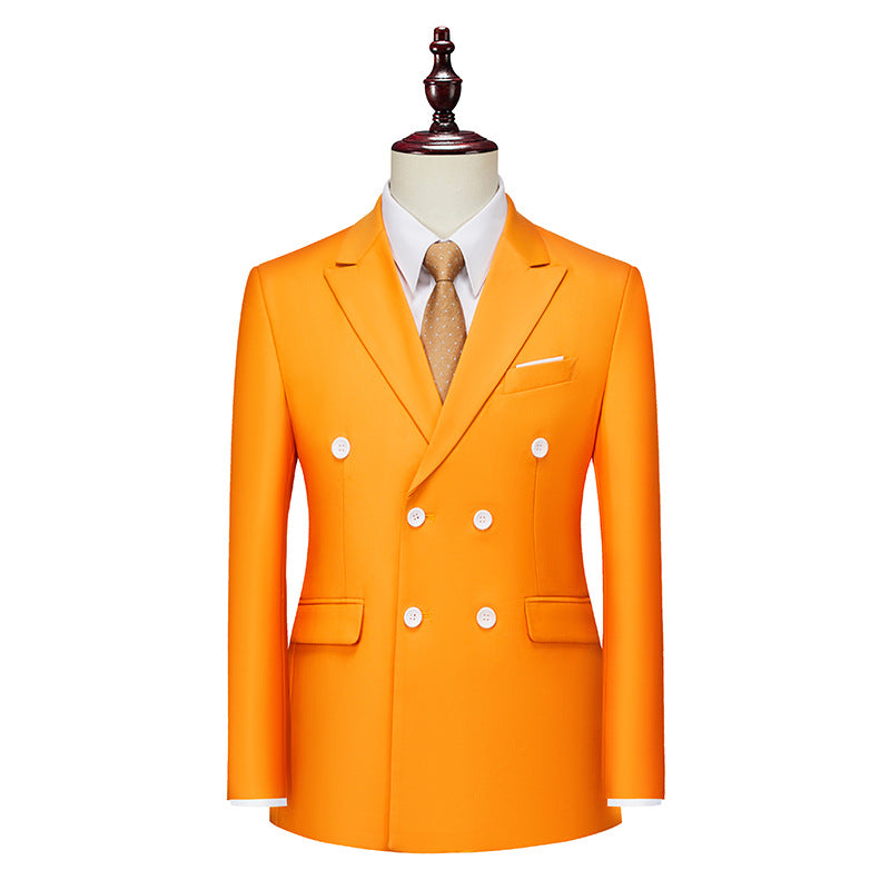 Men's Business Casual Double-breasted Suit Jacket Fashion Solid Color Coat - cas7m
