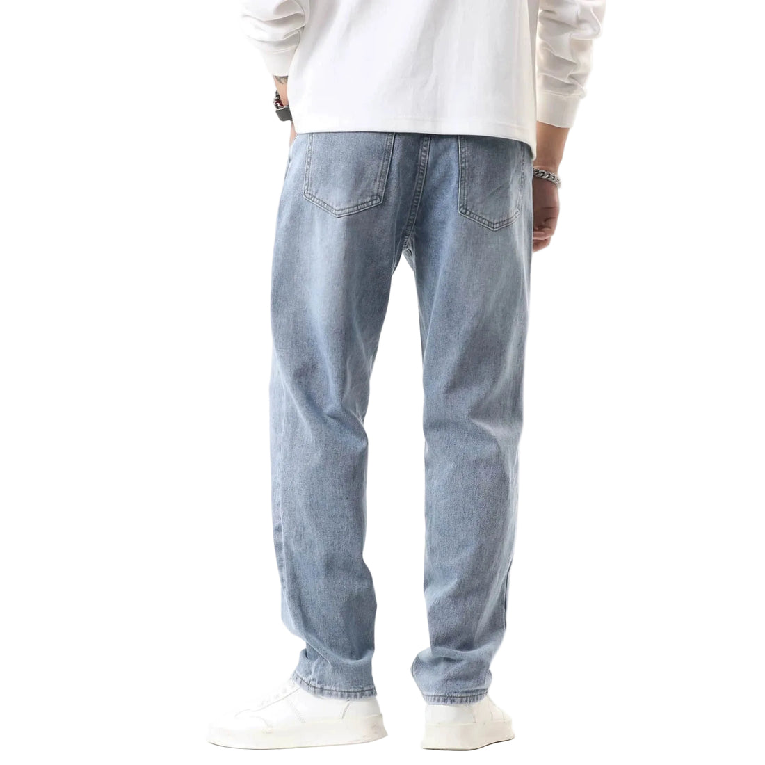 Retro Washed Blue Denim Pants Men's Summer Fashion Casual Trousers Design Sense Streetwear Style