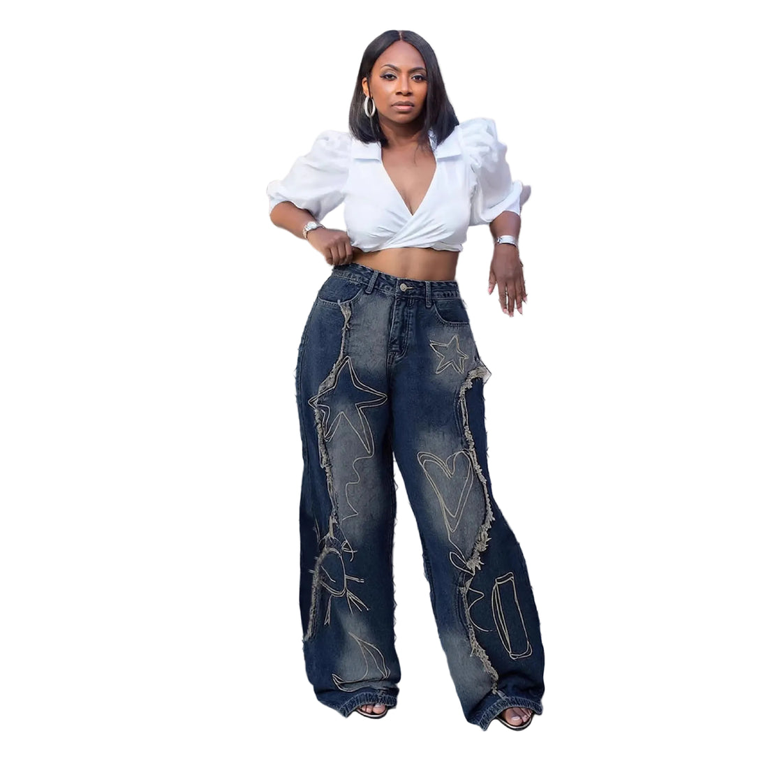 Desert Style Distressed Raw Hem Knife Jeans