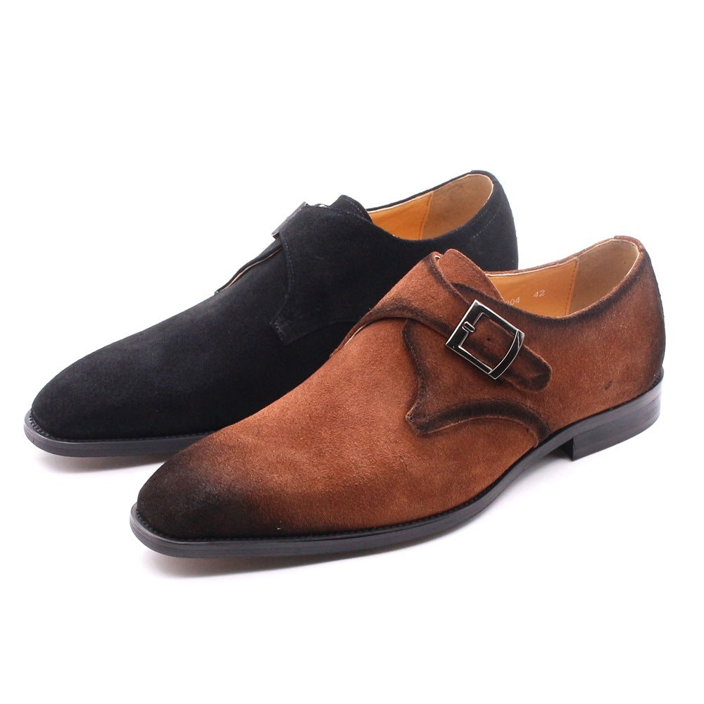 Suede Handmade Men's Shoes Leather Brown Business Casual Classic Retro - cas7m