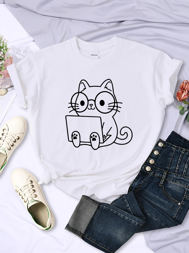 European And American Digital Printing Casual Short-sleeved T-shirt - cas7m