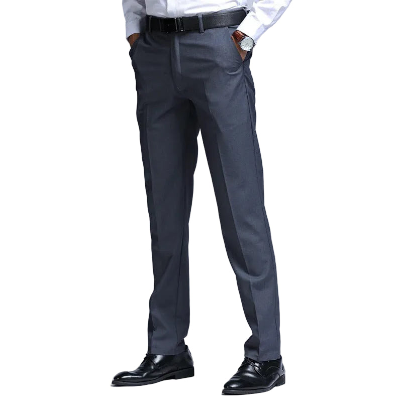 Men's Light Business Straight-Leg Trousers No-Iron Comfort Fit Work Pants
