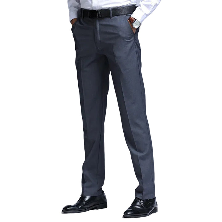 Men's Light Business Straight-Leg Trousers No-Iron Comfort Fit Work Pants