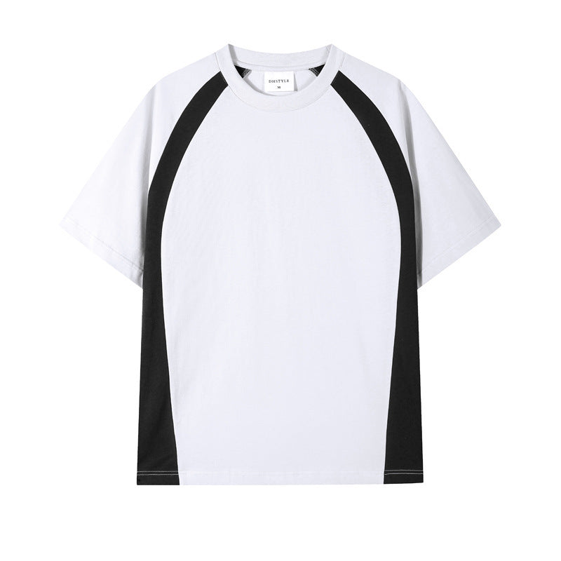 Combed Cotton Double Yarn Drop Shoulder Short Sleeve Matching Couple T-shirt - cas7m