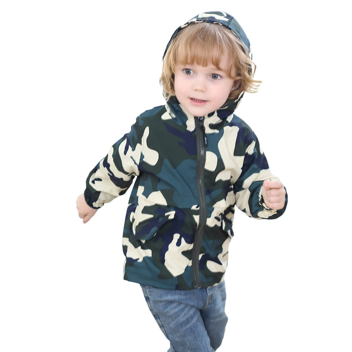 CamoKid Windproof Toddler Jacket - Zip Hood & Lightweight