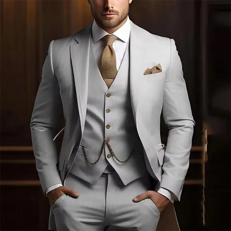 Men's High-grade Gentleman Temperament Slim Suit Three-piece Suit - cas7m