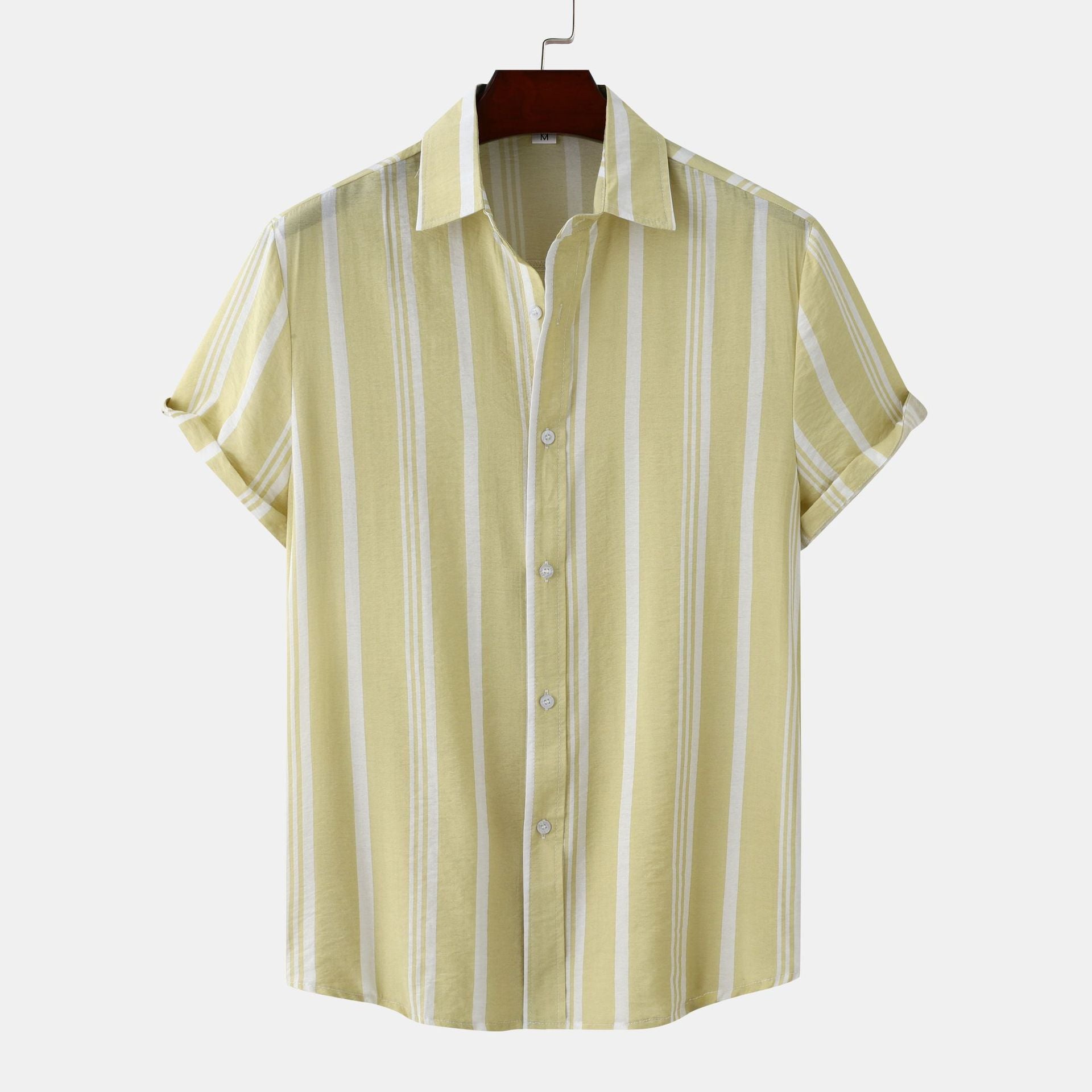 Men's Casual Striped Printed Short Sleeve Shirt - cas7m