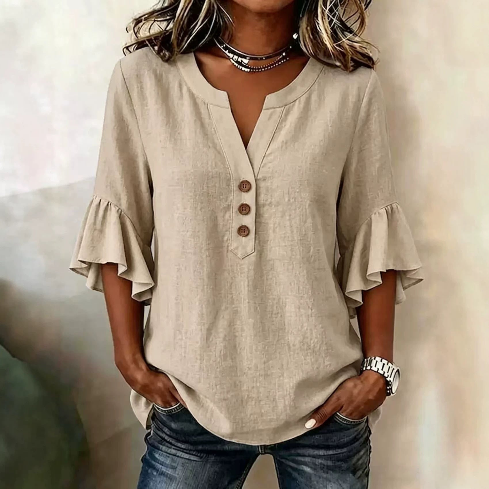 Solid Casual Loose Blouses For Women Fashion Summer Vintage Women's Oversized Shirts And Blouses Elegant Youth Female Tops - cas7m
