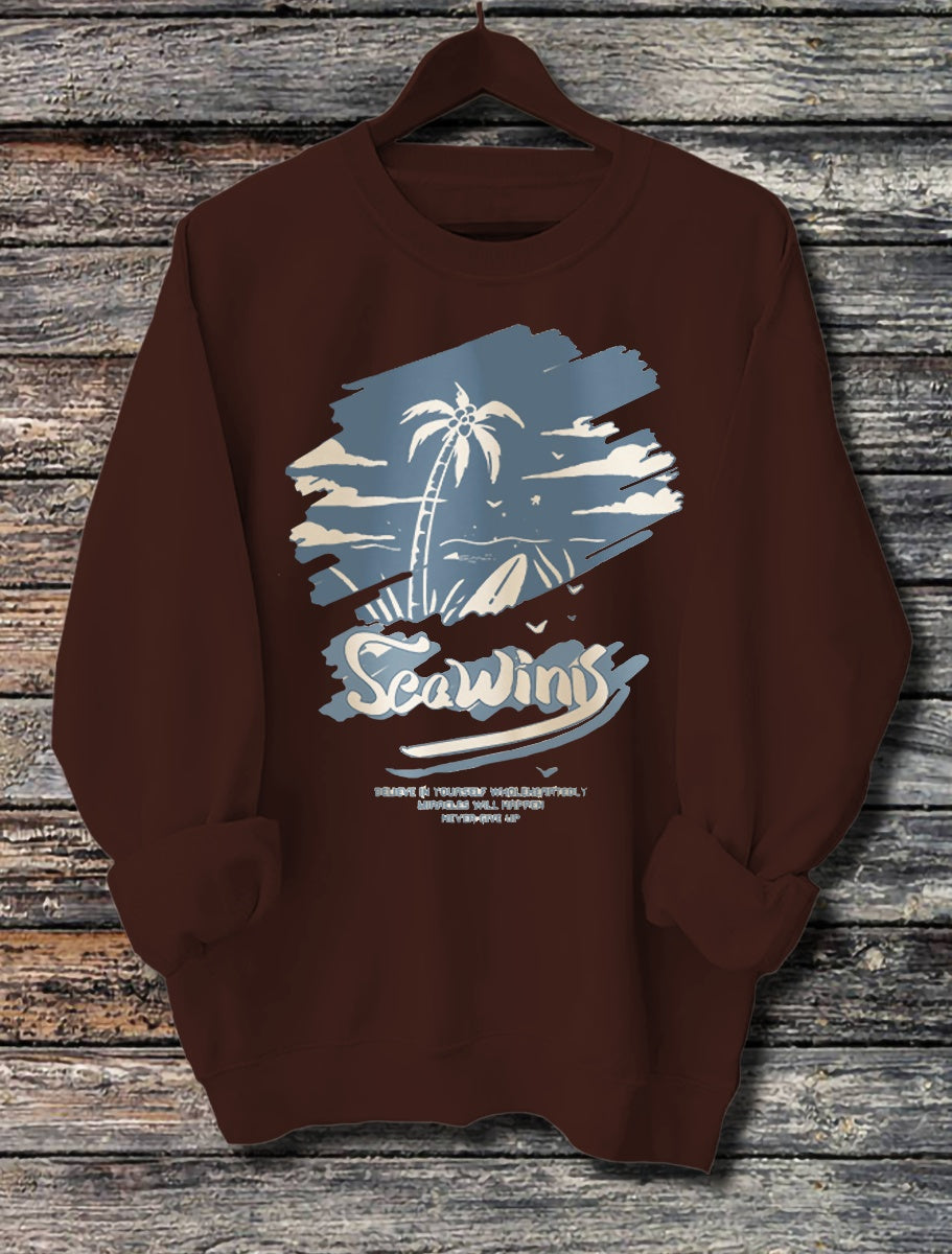 Women's Long Sleeved Printed Hoodie - cas7m