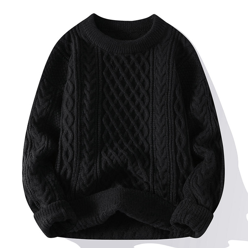 Autumn And Winter New Men's Twist Sweater Casual Round Neck Pullover Top - cas7m
