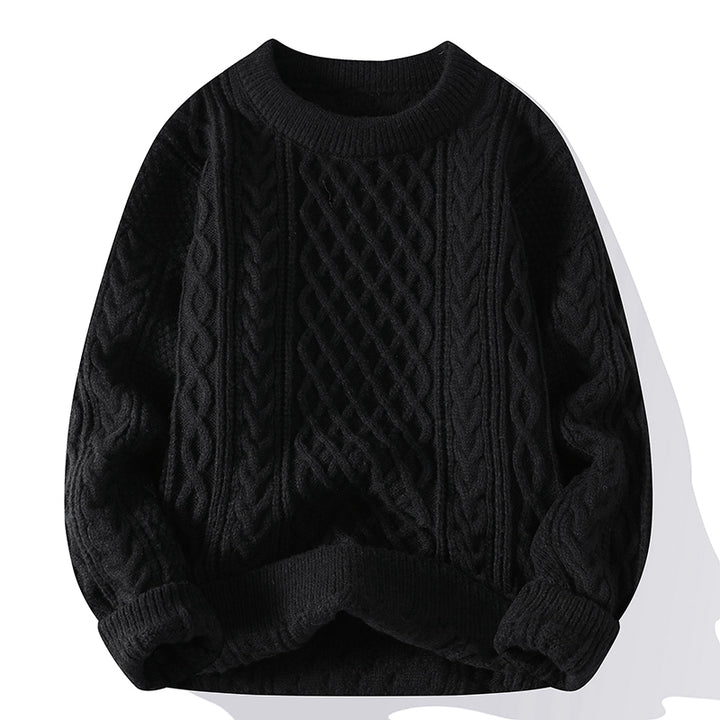 Autumn And Winter New Men's Twist Sweater Casual Round Neck Pullover Top - cas7m