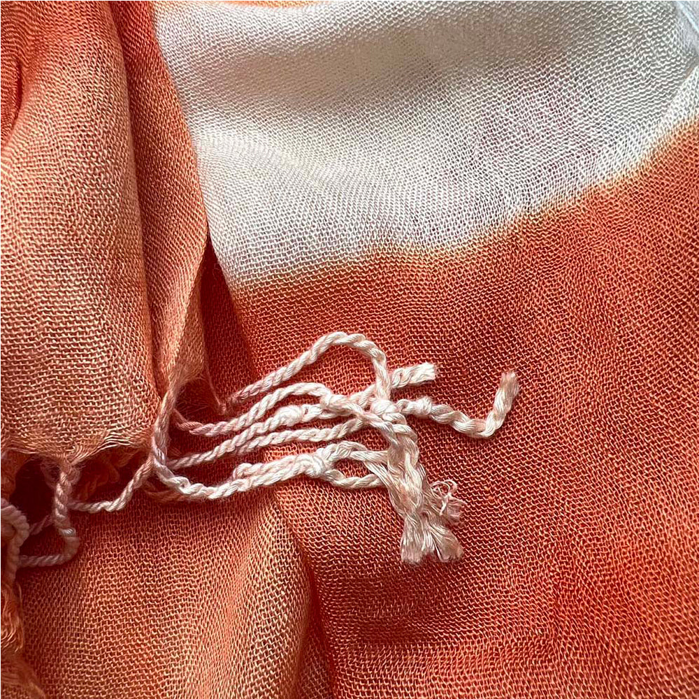 2pcs Coral Toned Abstract,Flowy Casual Scarf ,Orange Red Printed Scarf,Fringed Edges For Movement Women Men - cas7m