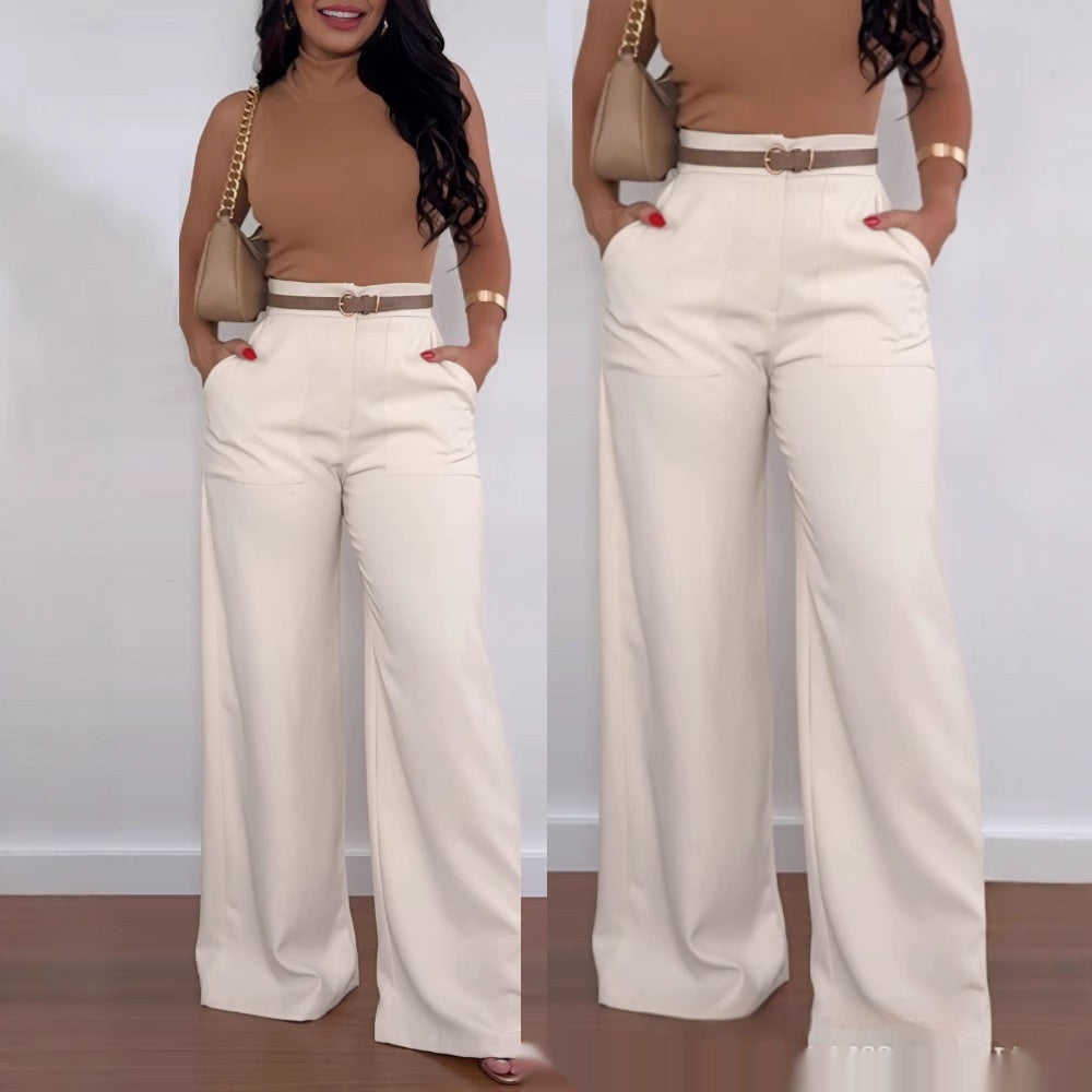 Solid Color BASIC Versatile Casual Flared Pants - cas7m