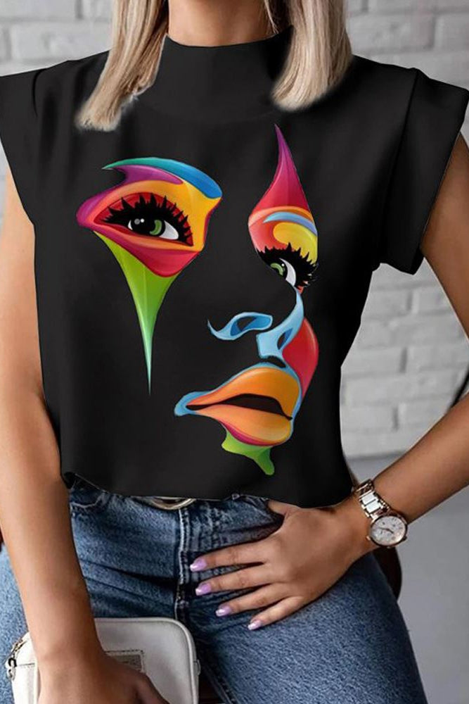 Women's Printed Sleeveless Casual Top - cas7m