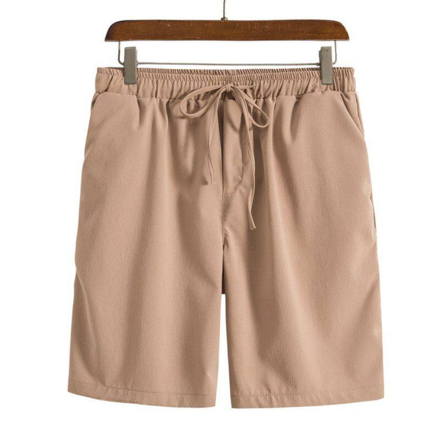 Cotton-linen Shorts Japanese-style Solid-color Casual Drawstring Beach Pants For Men - cas7m