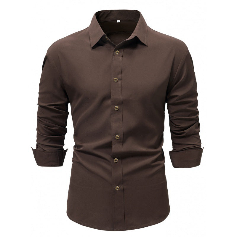 Men's Shirt Solid Color Solid Color White Long Sleeve Business - cas7m