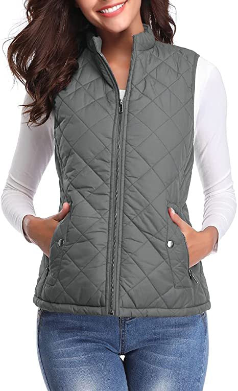 Women's Cotton Vest Stand Collar Zipper Pocket Warm - cas7m