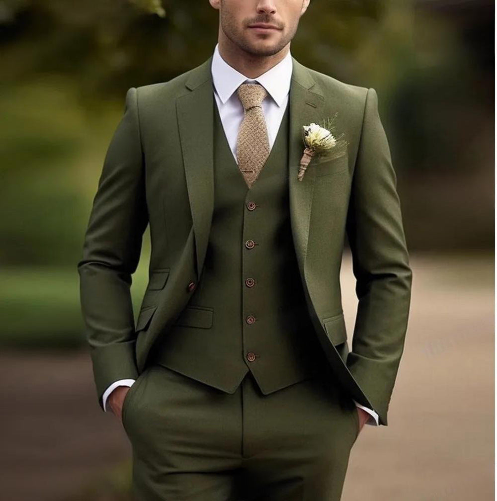 Men's Three-piece Suit Solid Color High Sense - cas7m