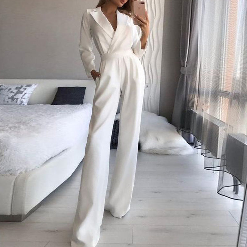 Women's Jumpsuit Spring Solid Color Slim Bodysuit Ladies New Style - cas7m