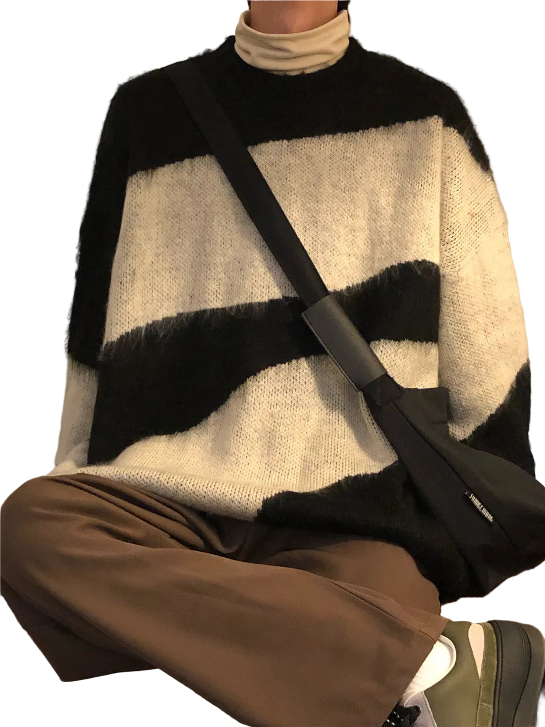 Autumn And Winter Loose American Retro Contrast Color Knitwear - cas7m