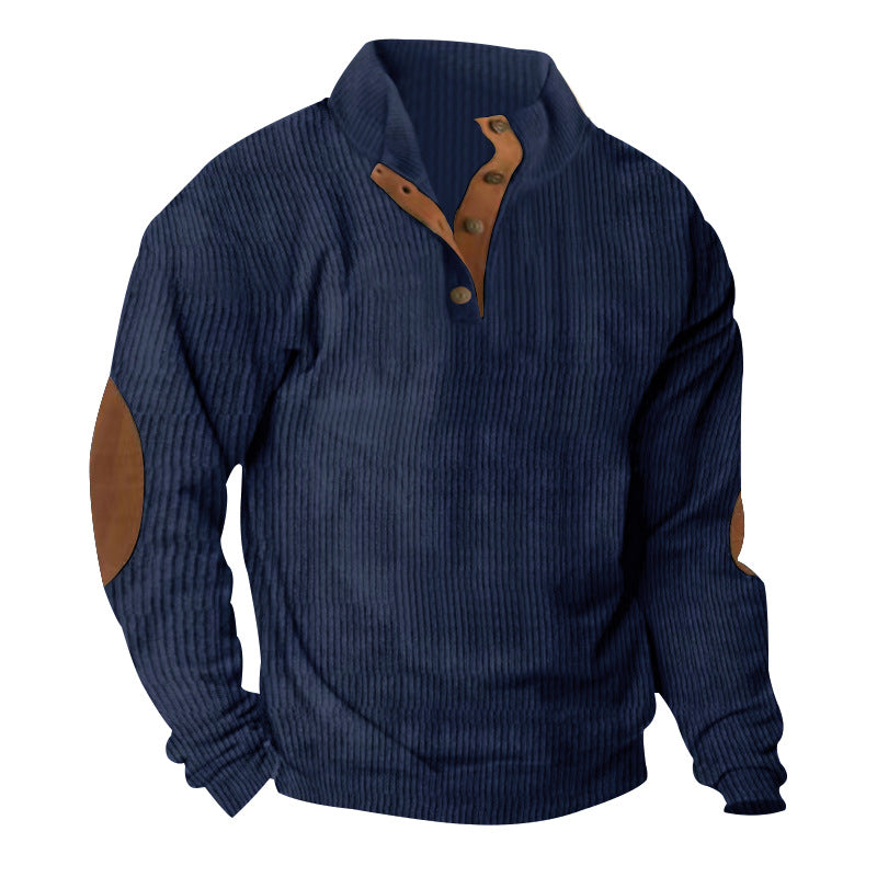 Corduroy Casual Stand Collar Long-sleeved Sweater - cas7m
