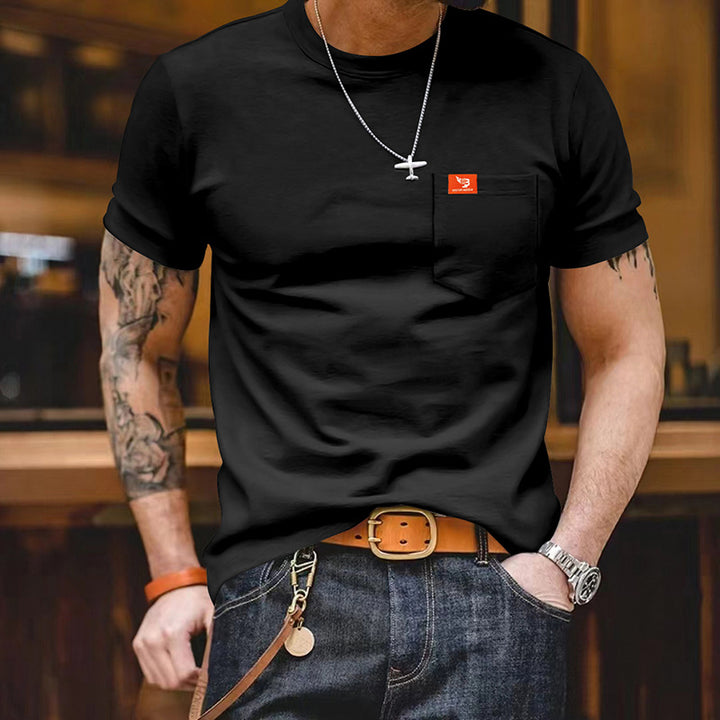 Plus Size Solid Color T-shirt Trendy Casual Short Sleeve Men - cas7m