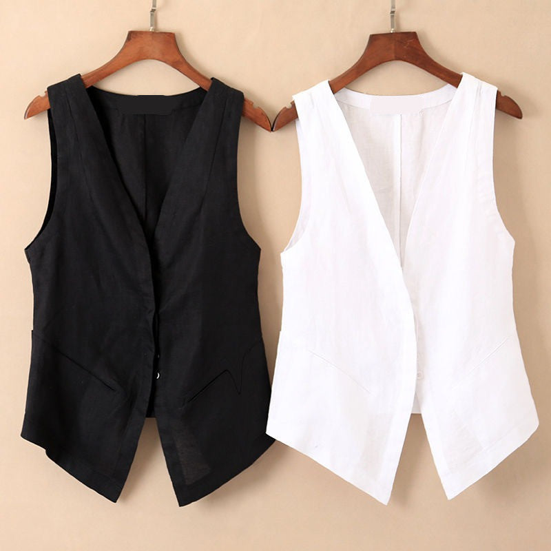Women's Casual Linen Short VestUndershirt - cas7m