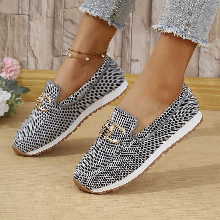 Women's Solid Color Flat Sneakers - Casual Lightweight Walking Shoes For Daily Wear And Comfortable All-match Style - cas7m