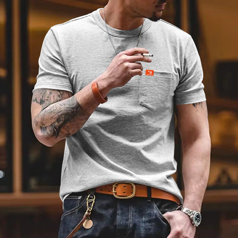 Plus Size Solid Color T-shirt Trendy Casual Short Sleeve Men - cas7m