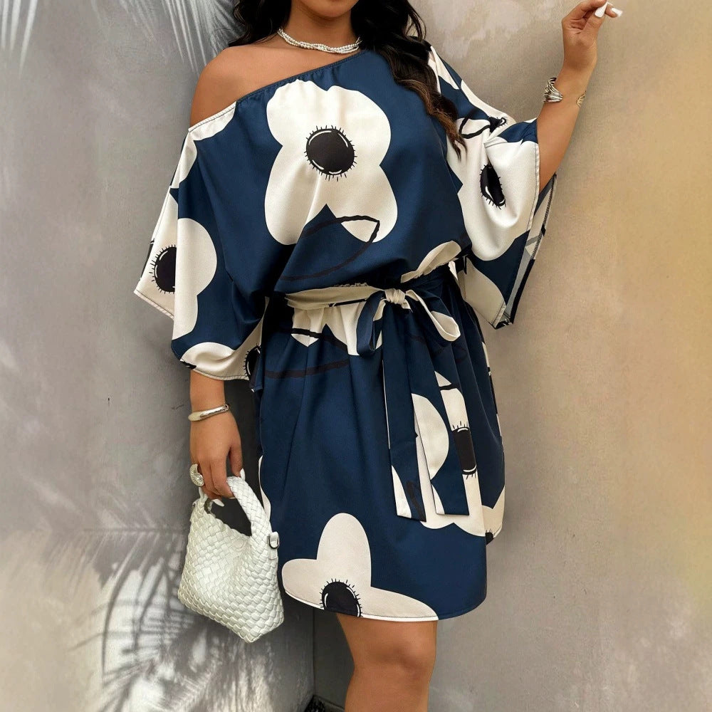 Resort-style Womens Plus-size Off-shoulder Dress - cas7m