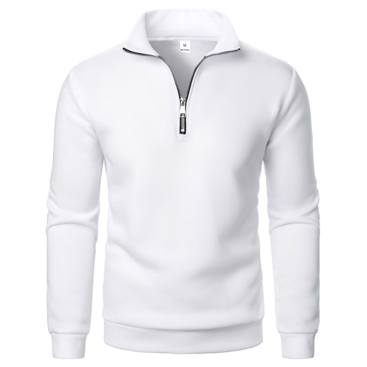 Men's Stand Collar Half Zip Casual Solid Color Long Sleeve - cas7m