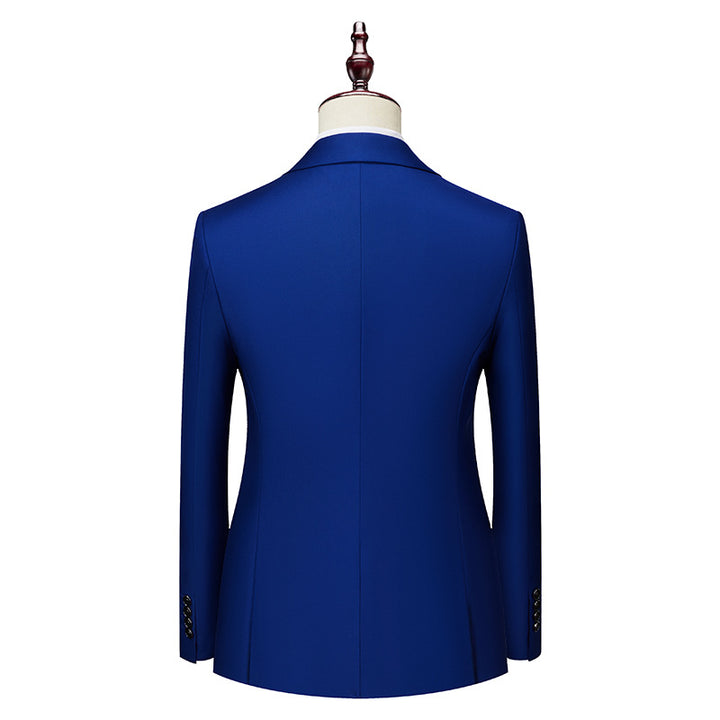 Men's Business Casual Double-breasted Suit Jacket Fashion Solid Color Coat - cas7m