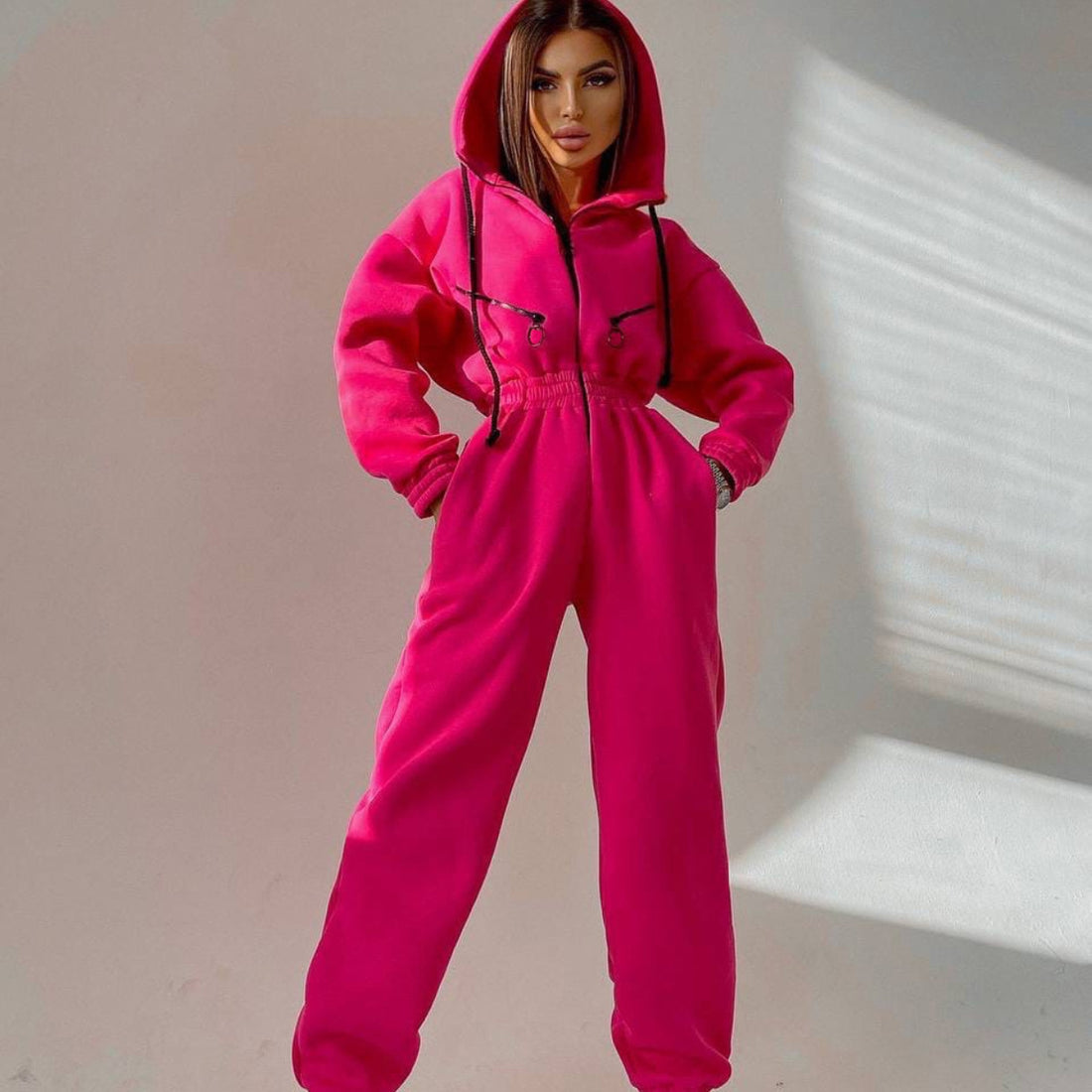 Cross-border Hot Sale Amazon Ebay Hot Sale Popular Sports Casual Women's Hooded Jumpsuit One-piece Suit - cas7m