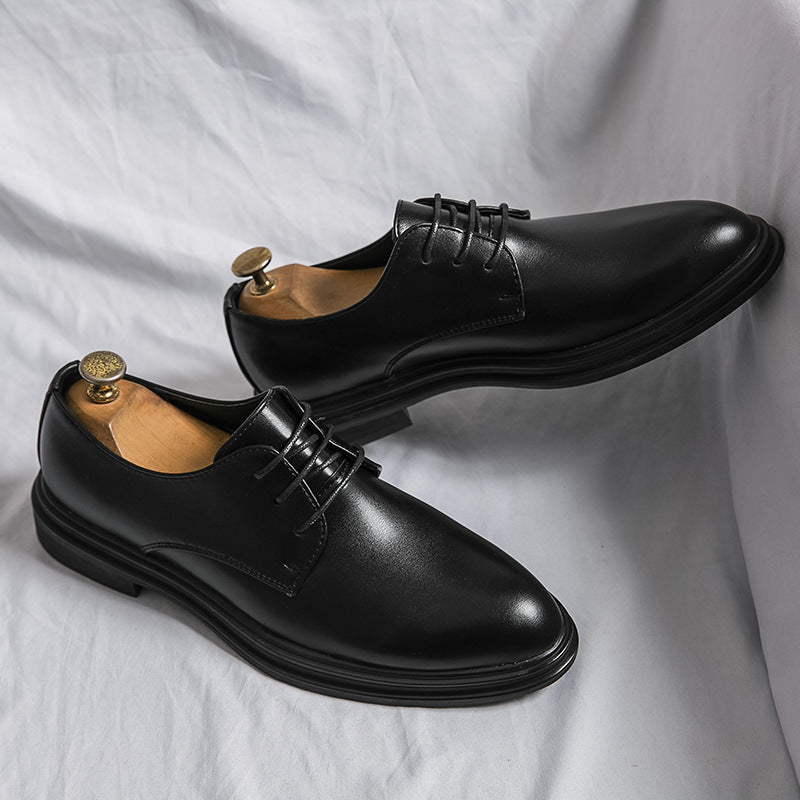 Glossy Pointed Business Leather Shoes Men's British Fashion - cas7m