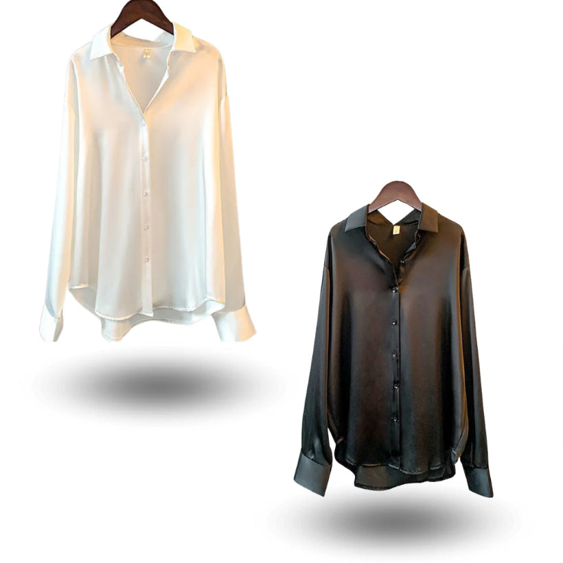 Women's Long-sleeved Satin Shirt - cas7m