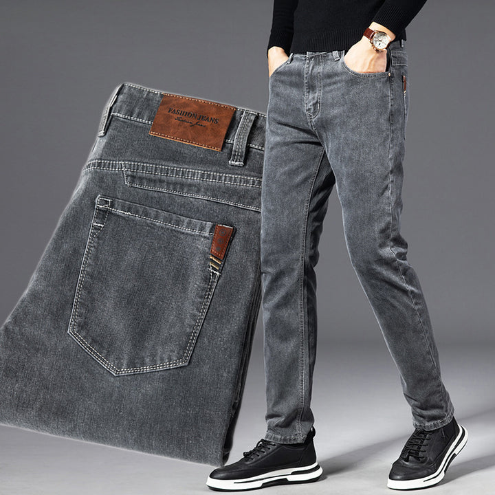 Men's Loose Straight Smoky Gray Jeans - cas7m