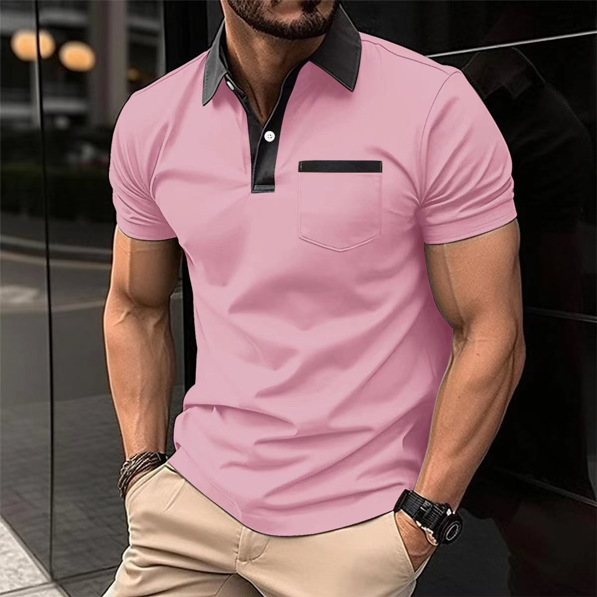 Slim Chest Pocket Short Sleeve Men - cas7m