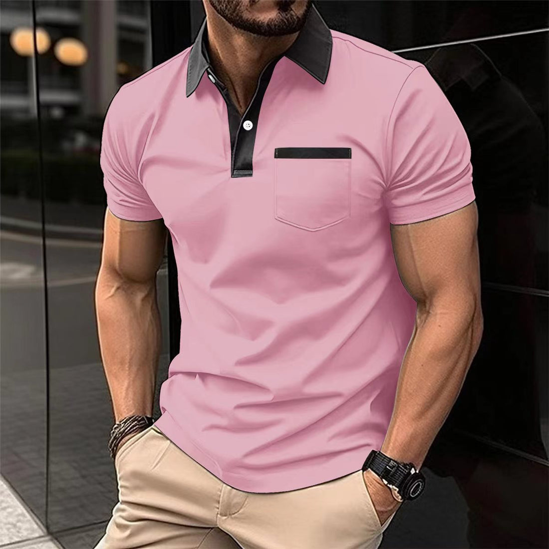 Slim Chest Pocket Short Sleeve Men - cas7m