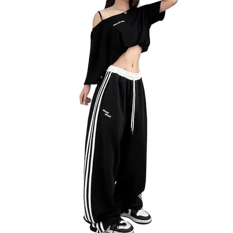 European And American Street Dance Fashion Brand Stitching Waist Pants - cas7m