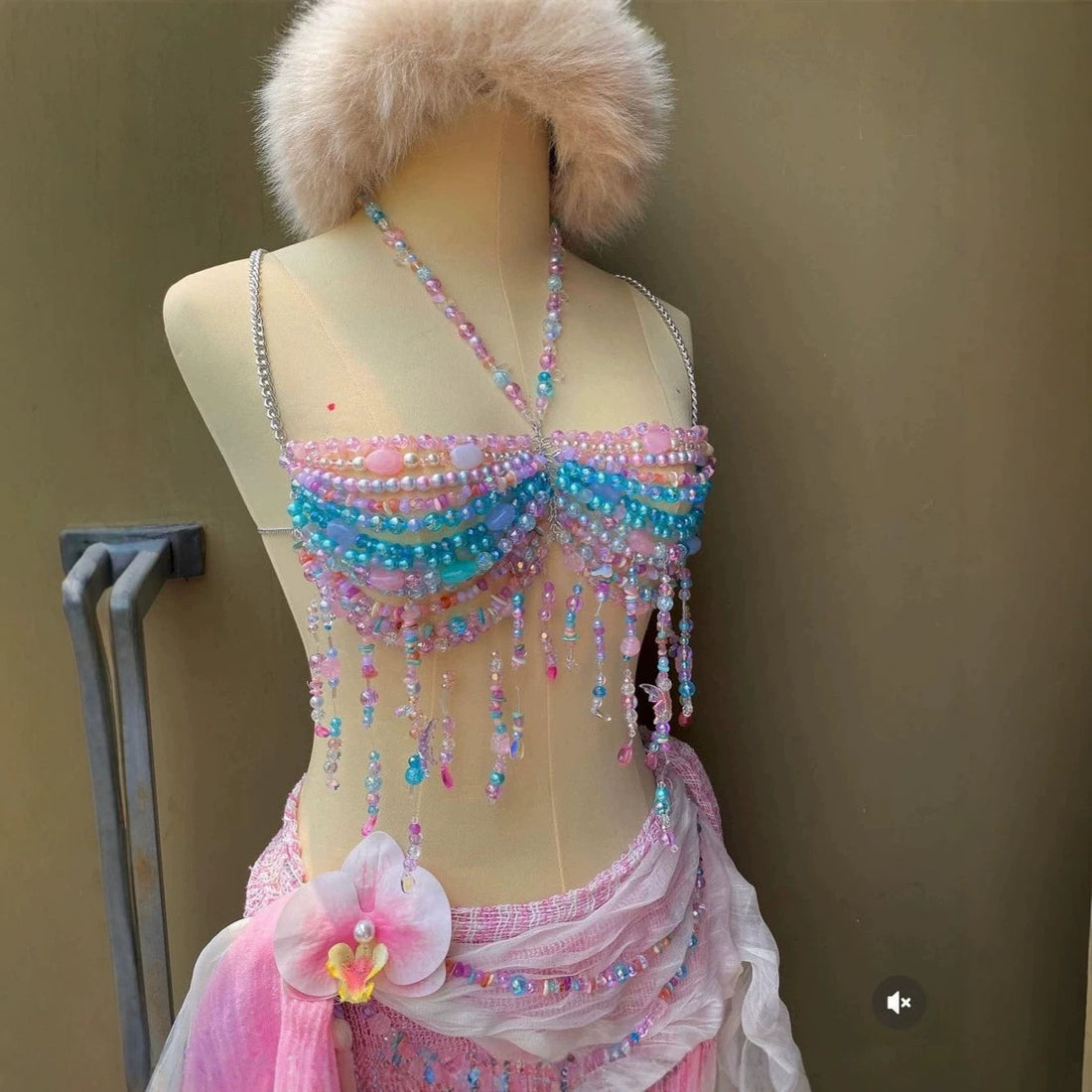 Multi-layer Colorful Bead Choker Versatile Vest Body Chain - cas7m