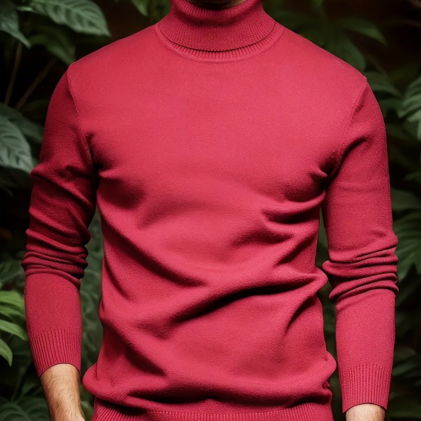 Men's Solid Color Versatile Soft Viscose Turtleneck Sweater - cas7m