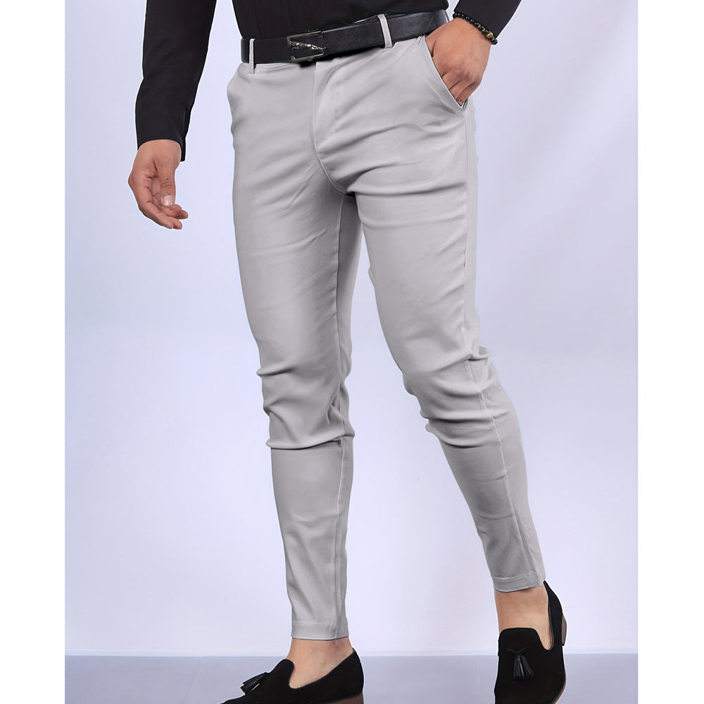 Men's Solid Color Faux Pocket Formal Casual Pants - cas7m