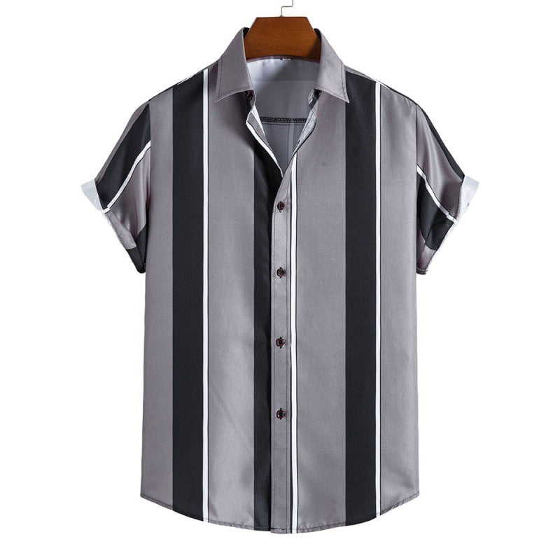 New Men's Casual Striped Short Sleeve Shirt - cas7m